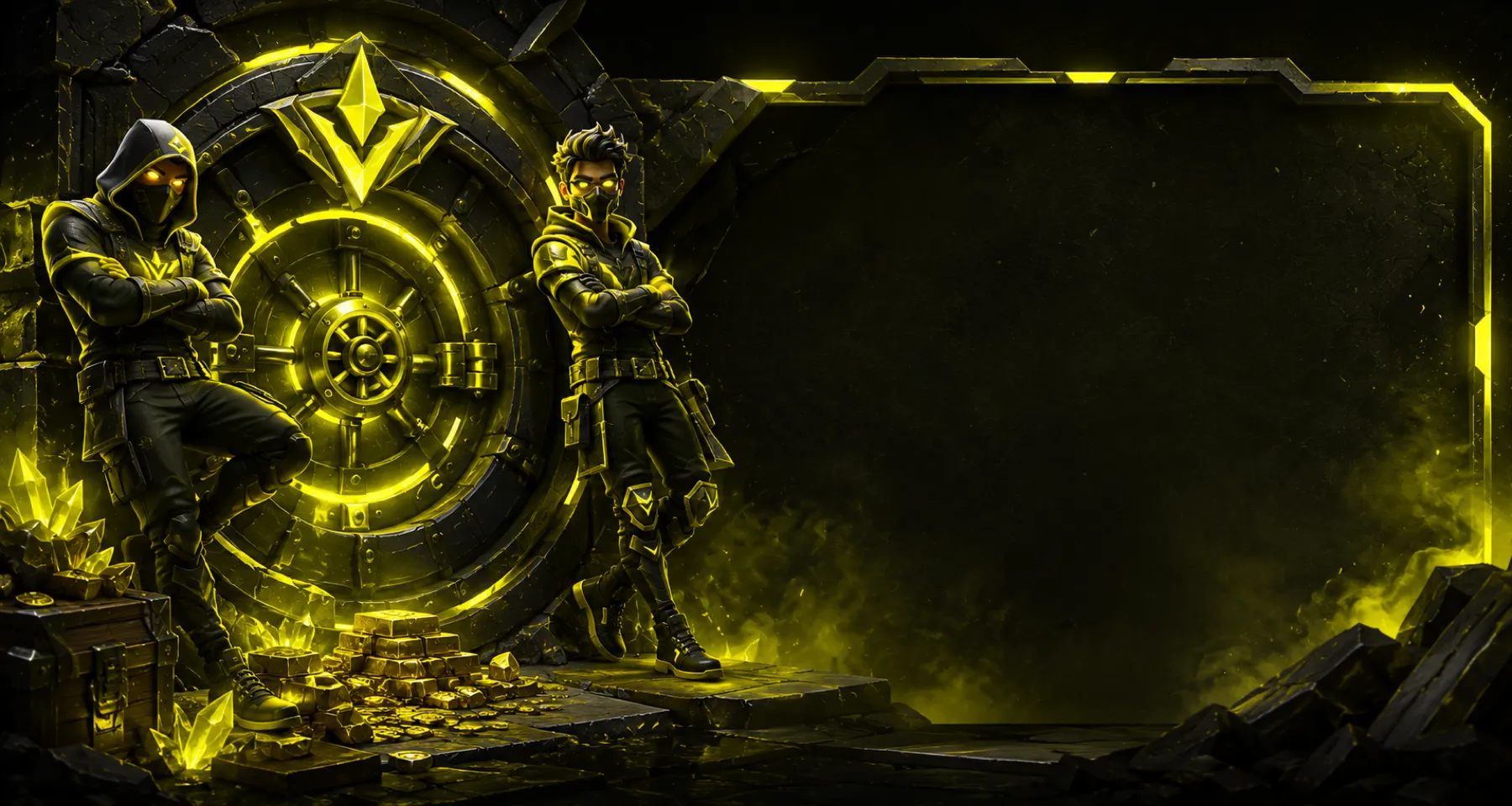 EpicVaultZone guardians beside a glowing vault